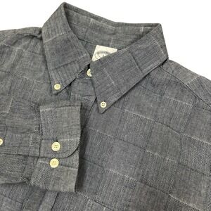 Brooks Brothers Regent Button Down Shirt Mens Large Blue Plaid Herringbone